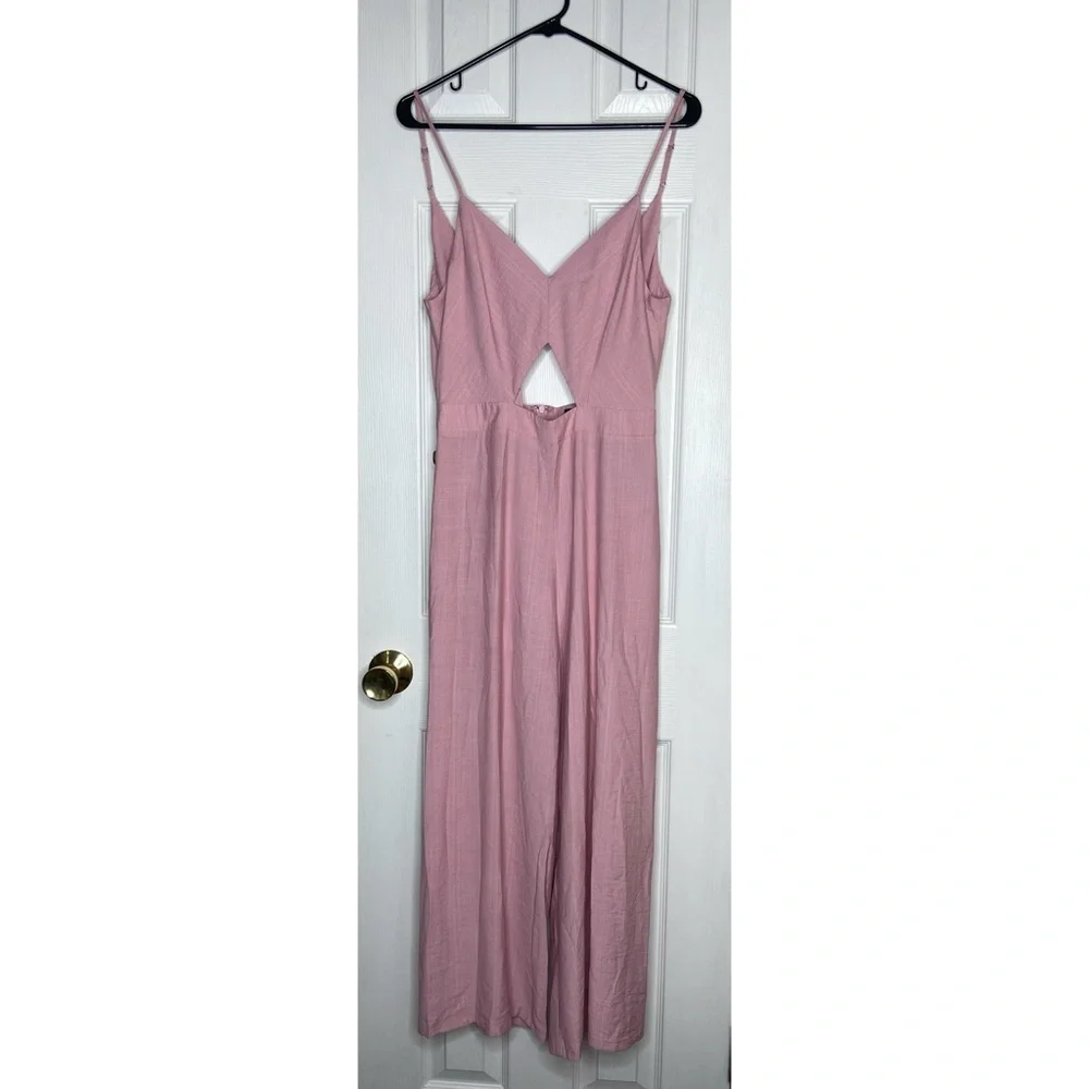 Lulu’s Imagine That Mauve Pink Tie-Back Cutout Culotte Jumpsuit Size Medium - Picture 2 of 7